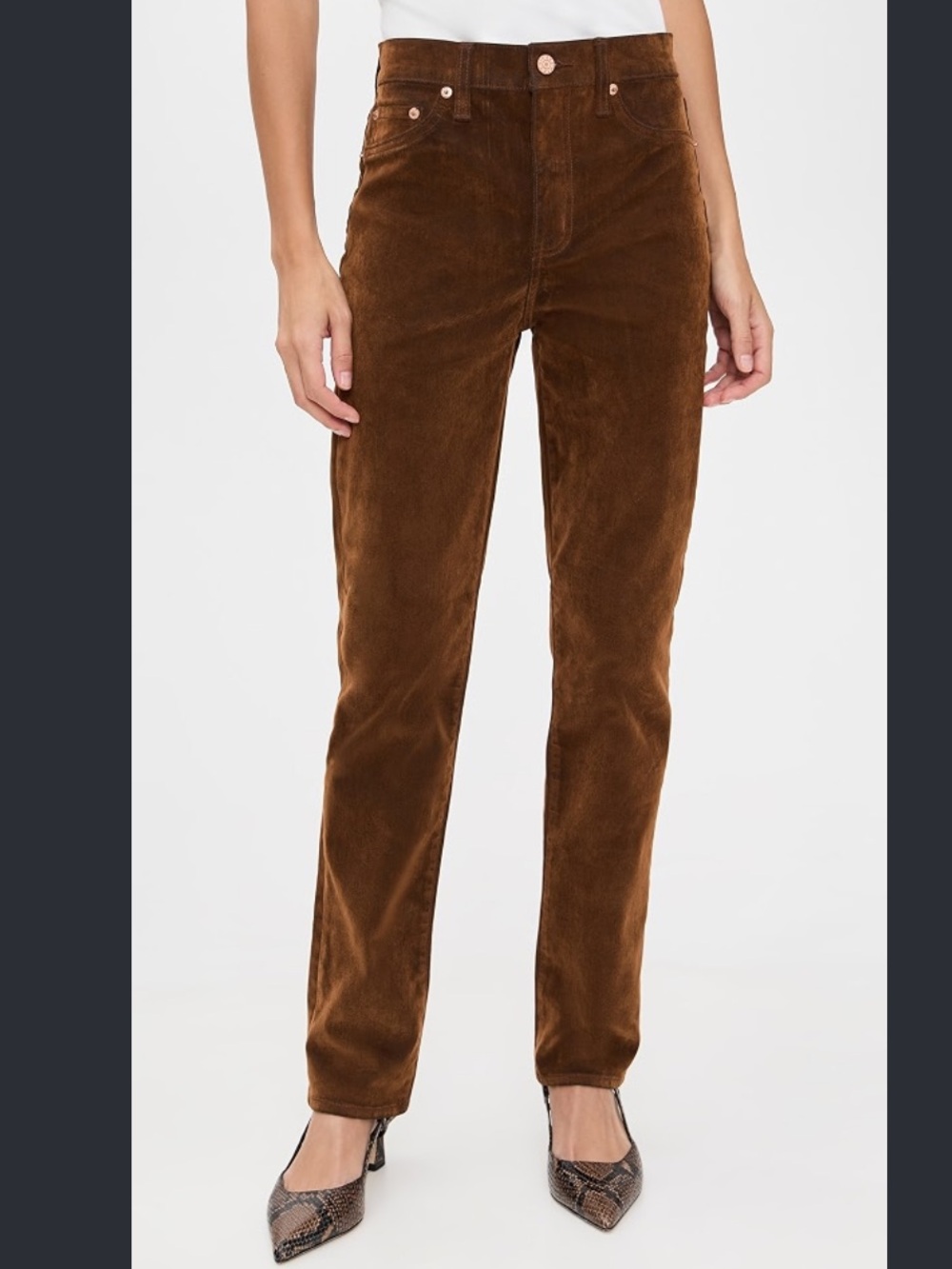 Daze denim brown cognac velveteen velvet smarty pants trousers size 27